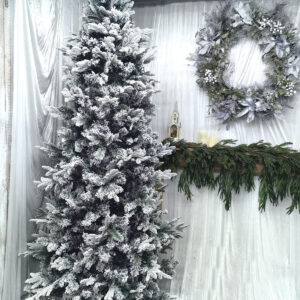 9' slim mixed pine snowy tree with 918 tips
