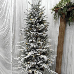 5' snowy pe pine tree with pot & 200 led warm lights