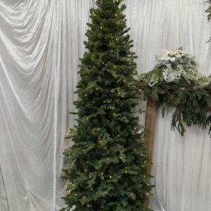7.5′ slim mixed pe & pvc pine tree with 300 led warm lights (3026 tips )