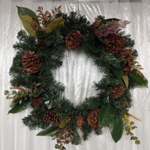 24“ christmas woodland wreath with led warm light